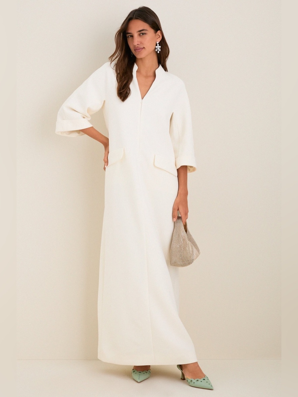 Tuckernuck NWT Carolina Maxi Dress Size Medium in Ivory Crepe